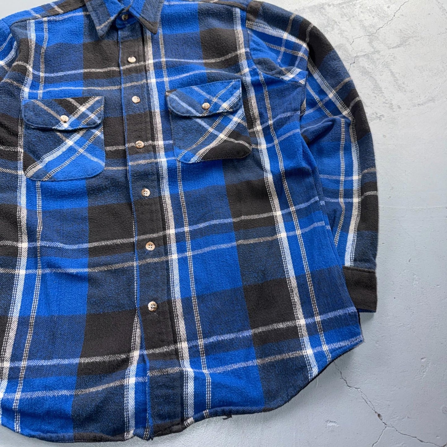 VTG Five Brother Shirt Mens M Shadow Plaid Flannel USA Red 1980s 80s Blue Black