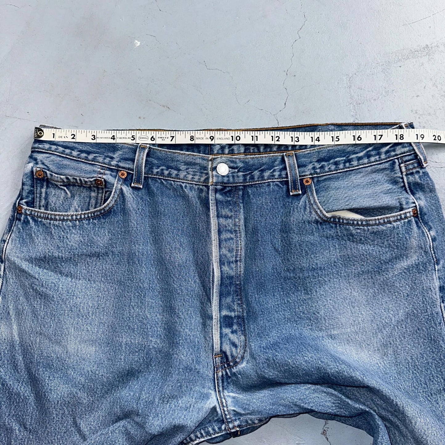 Levis 501 Vintage 90s USA XX Straight Leg Jeans Blue Med Wash 42x32 Act 38x27