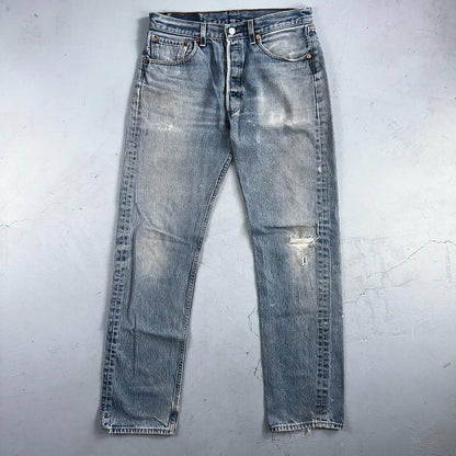 Levis 501 Vintage 90s Mexico Straight Leg Jeans Blue Light Wash 33x36 Act 31x32