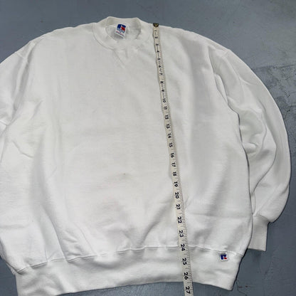 Russell Athletic XL Sweatshirt 90s VTG Crewneck White Basic Blank Essential