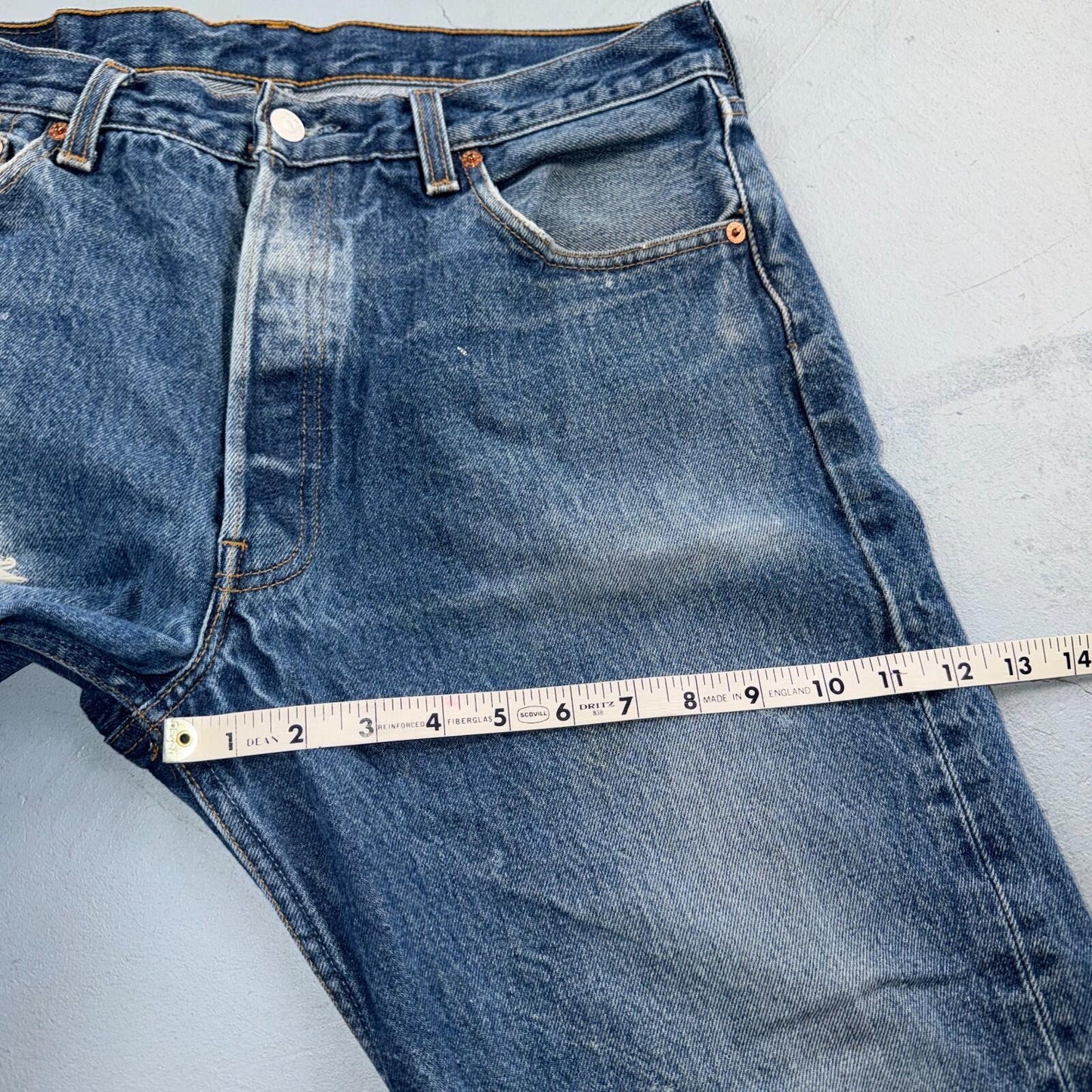 Levis 501 Vintage 90s USA XX Straight Leg Jeans Blue Thrashed 35x36 Act 33x32