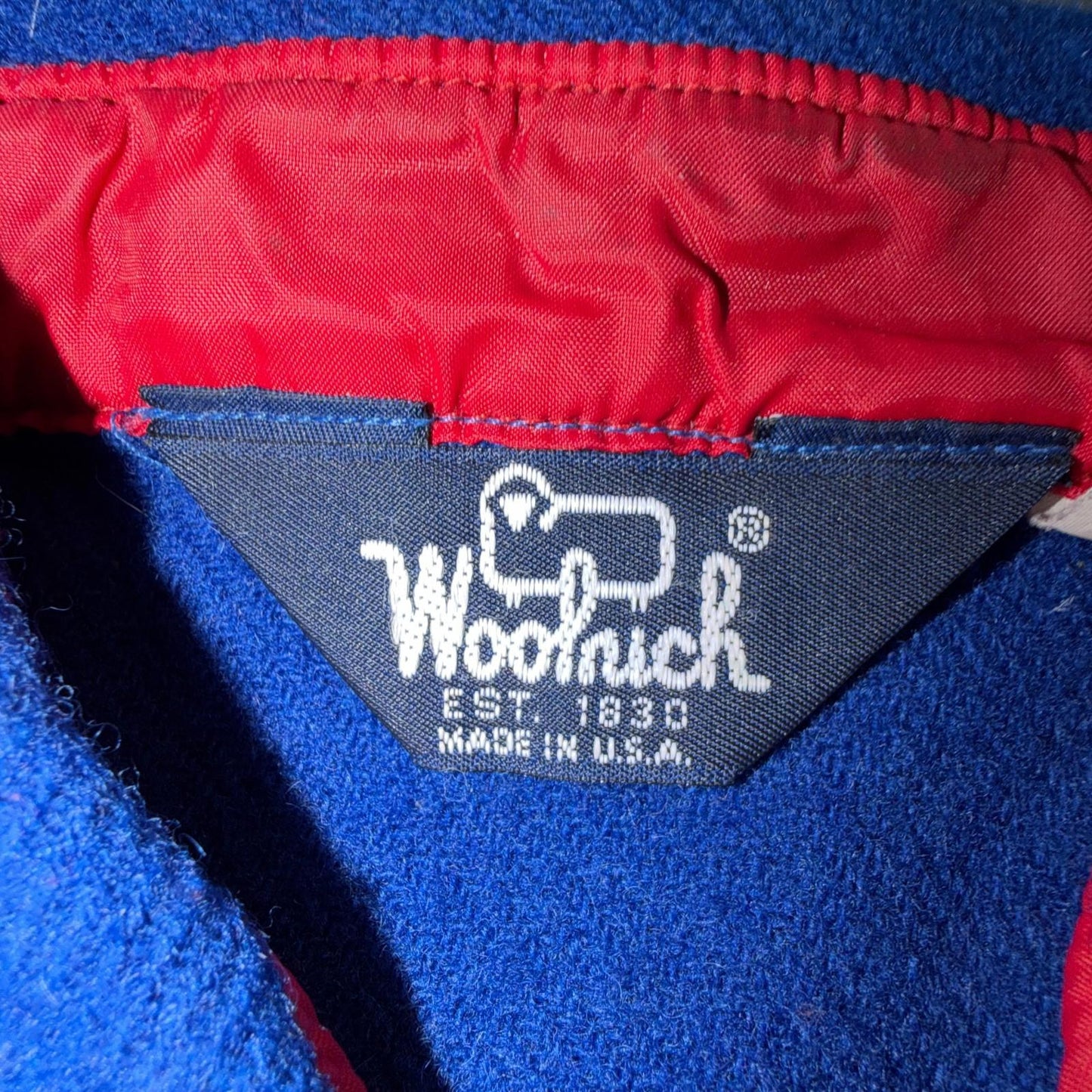 VTG Woolrich Blue Red Basic Plain Wool Flannel Shirt Jacket Men M 70s 80s USA