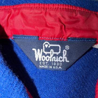 VTG Woolrich Blue Red Basic Plain Wool Flannel Shirt Jacket Men M 70s 80s USA