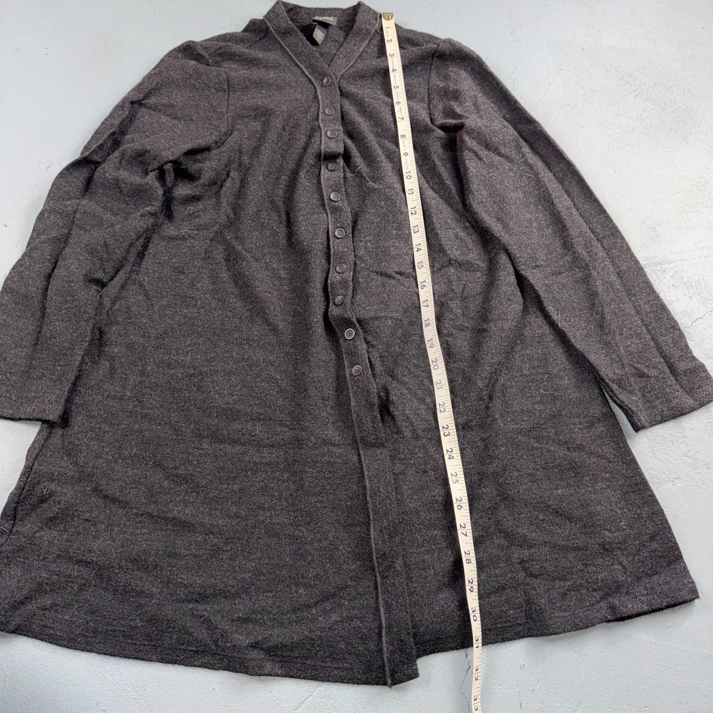 Eileen Fisher Women’s Button Front Small Cardigan Black Boxy Wool