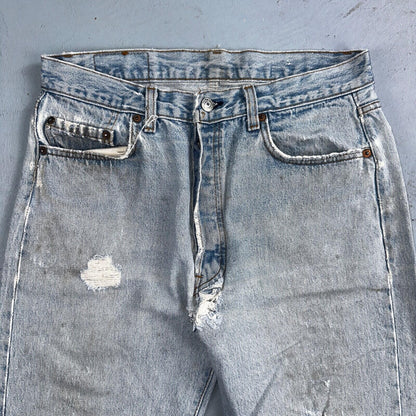 Levis 501 Vintage 80s USA XX Straight Leg Jeans Blue Light Wash 34x36 Act 31x34