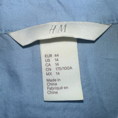 H&M Dress Shirt Womens Size 14 Blue Basic Long Sleeve Button-Up HM Casual
