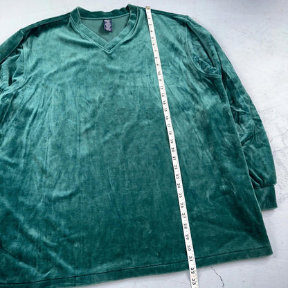 VTG Mens Lands’ End V-Neck Cotton Blend Velour L/S PULLOVER Made USA Sz XL 90s