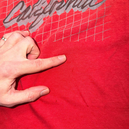California 80s VTG T Shirt Graphic 1980s Red Classic Grid Design Text Typography