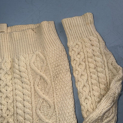 Bemidji VTG Woolen Mills Cream Cable Knit Cardigan Sweater Fisherman Boho 1970s