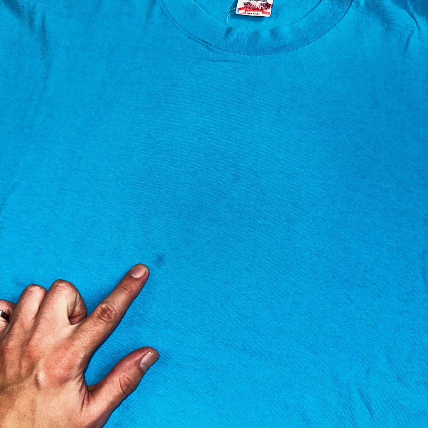 Fruit Of The Loom 90s VTG T Shirt Blank Lot Blue XL Cool Used Single Stitch Worn