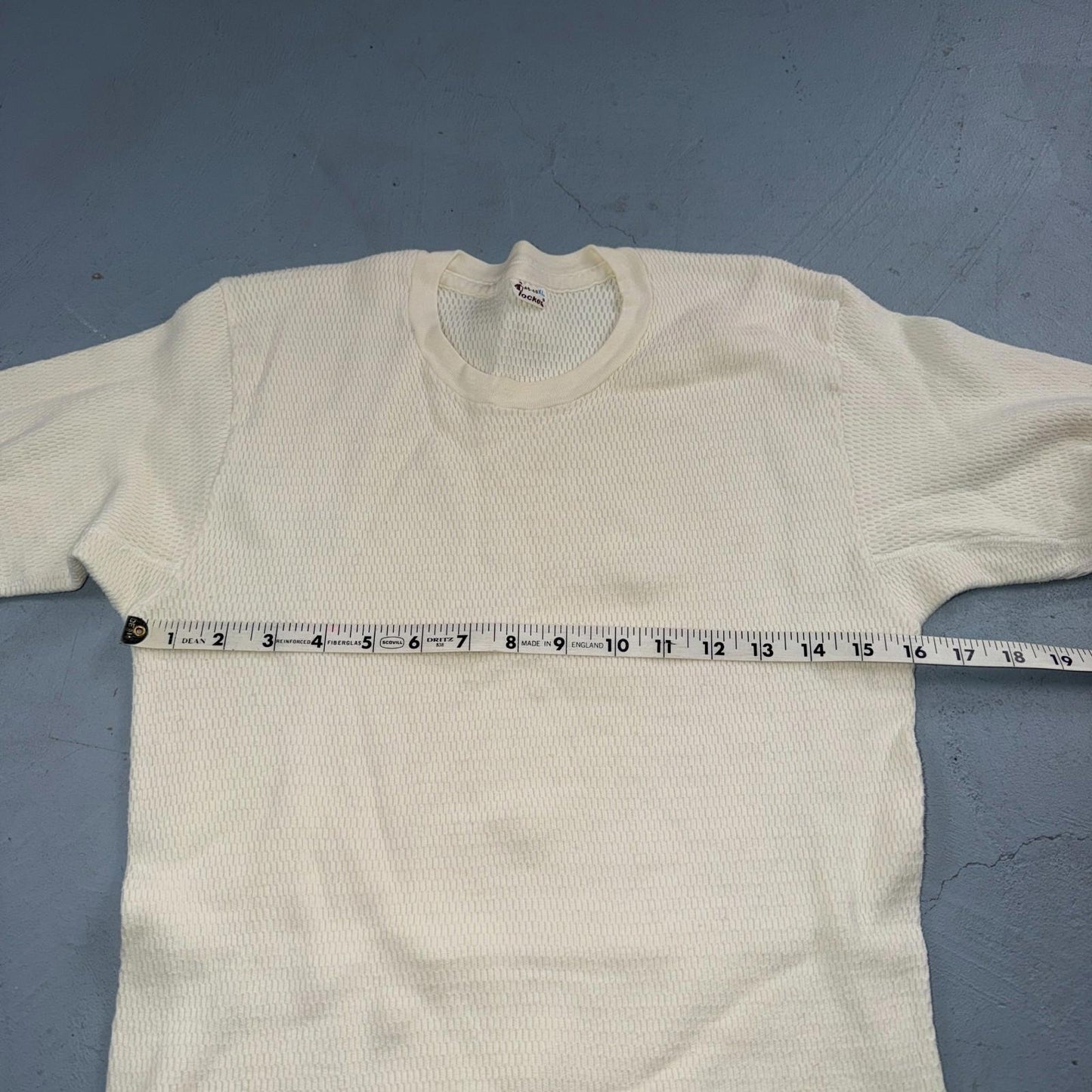 Jockey VTG 1960s Shirt Ivory Waffle Knit Thermal Underwear Long Sleeve XL