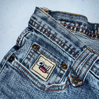 VINTAGE Cruel Girl Jeans Womens 9 Long Regular Low Rise Wide Leg Med Wash Denim