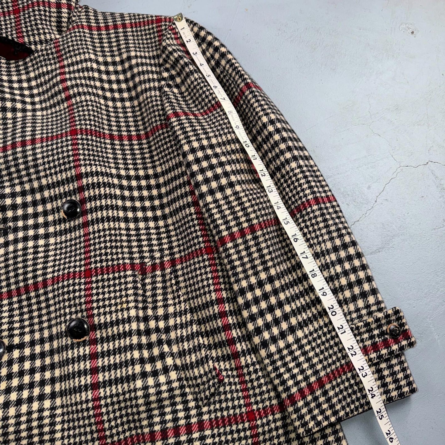 VTG Pendleton Jacket Black Plaid Wool USA Double Breast Chore Car Coat 60s 1960s