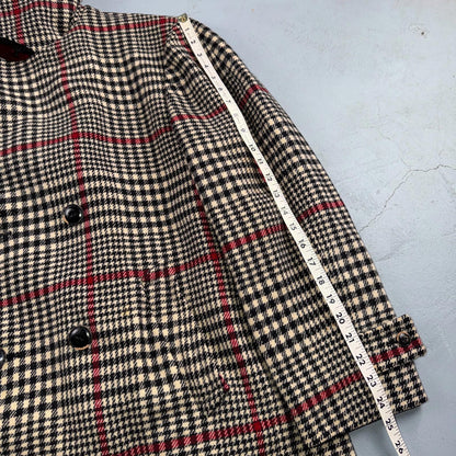 VTG Pendleton Jacket Black Plaid Wool USA Double Breast Chore Car Coat 60s 1960s