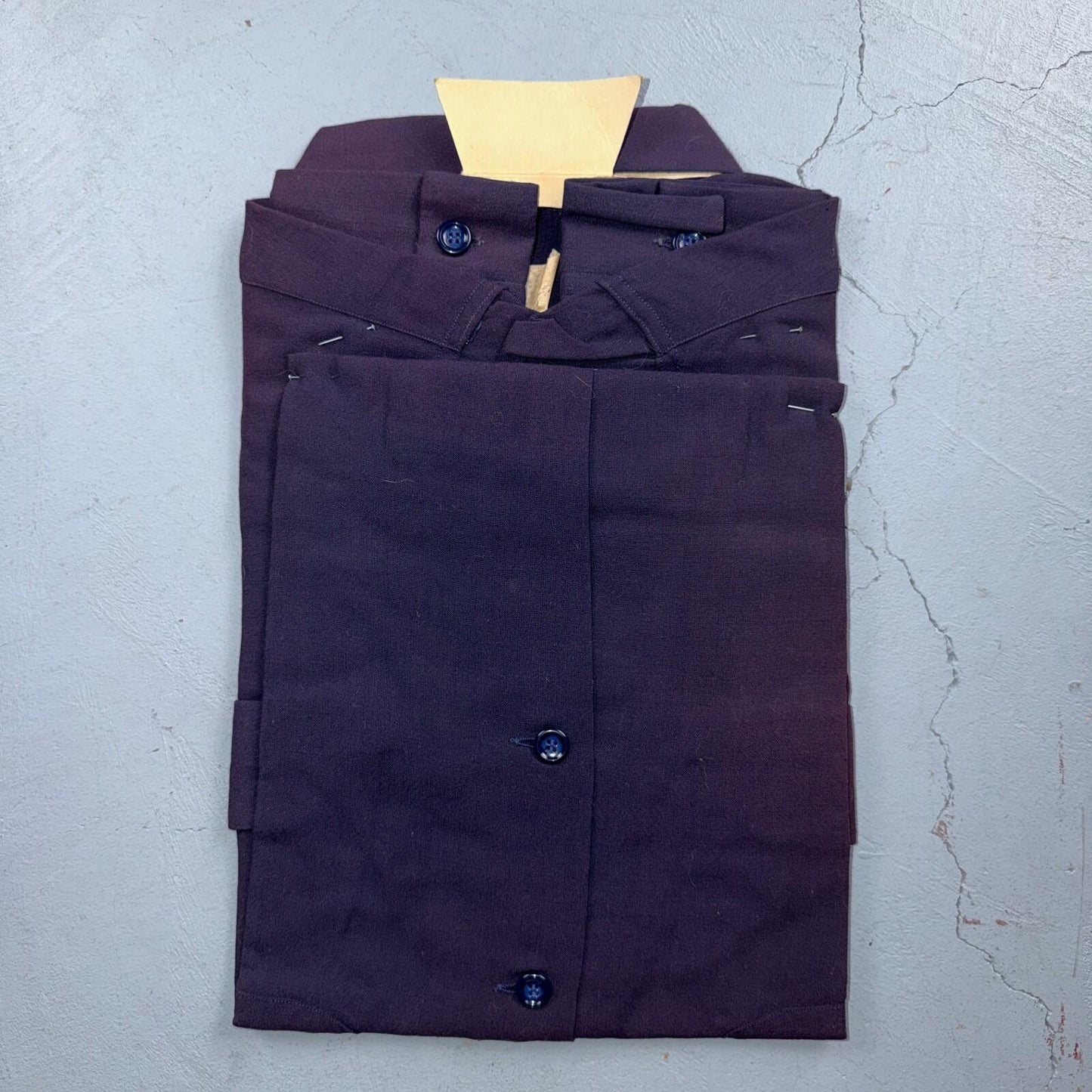 1950s NOS Gabardine Long Sleeve Button Up Loop Collar Shirt M VTG 50s Rockabilly