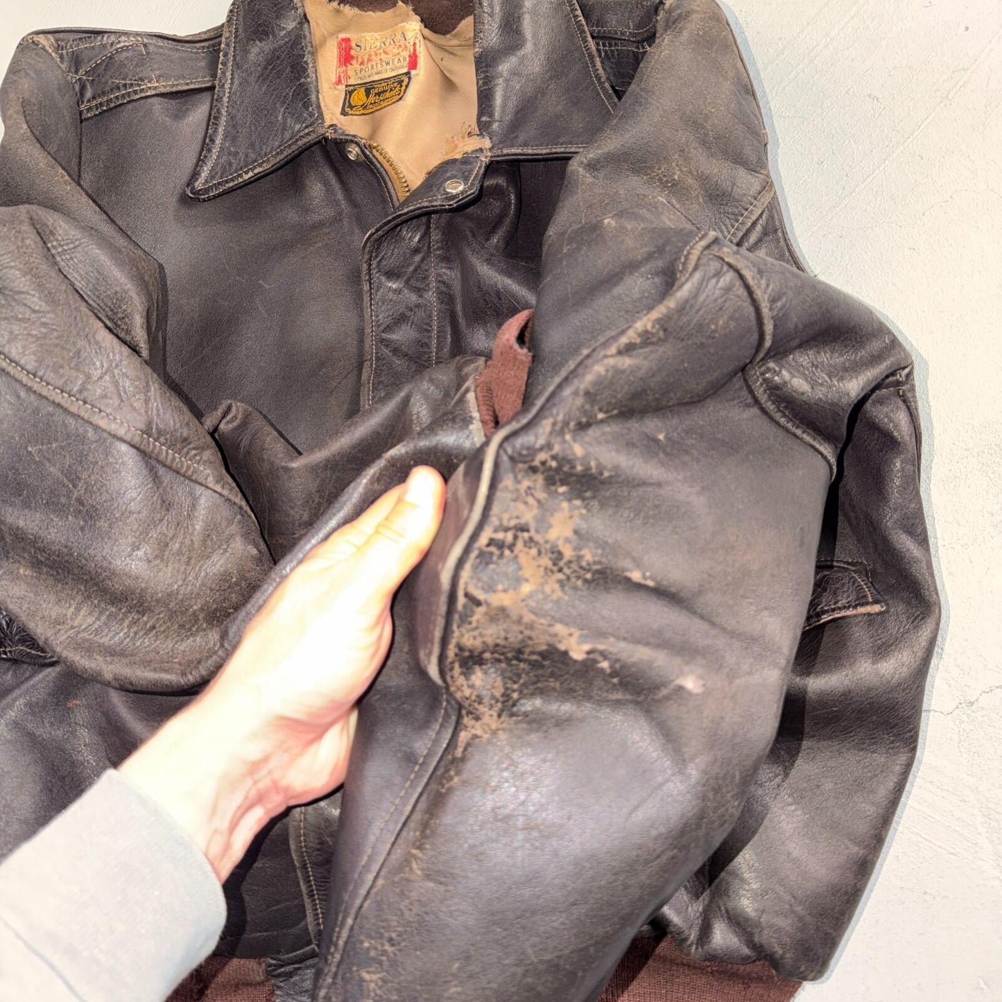 VTG 50s Sierra Sportswear Horsehide Leather Jacket Distressed Buco A2 Bomber