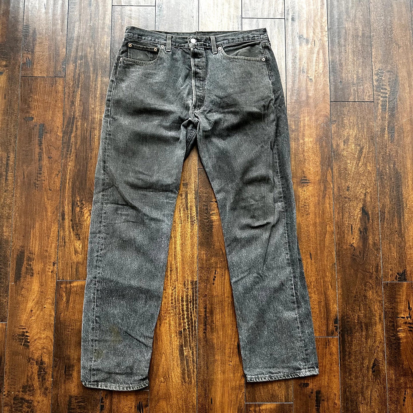 Vintage Levis 501 Button Fly 90s Tag Jeans Black Gray 80s 38x34 Act 35x32