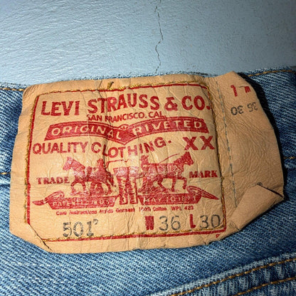 Levis 501 Vintage Y2K XX Straight Leg Jeans Blue Light Wash 36x30 Act 34x28