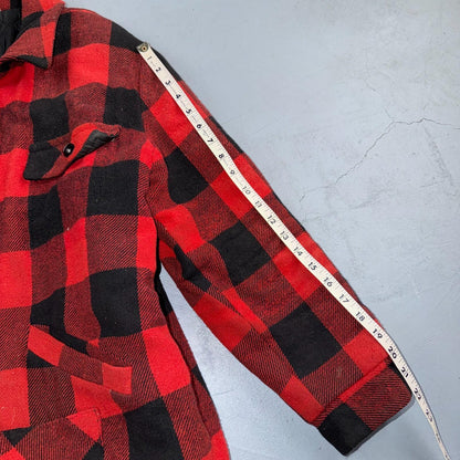 VTG 1960s 60s Cotton Buffalo Plaid Lined Insulated Zip Up Jacket Large Mackinaw