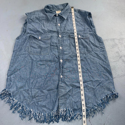 60s 70s Penneys Big Mac Blue Chambray Work Shirt Vest True Vtg Chain Stitch
