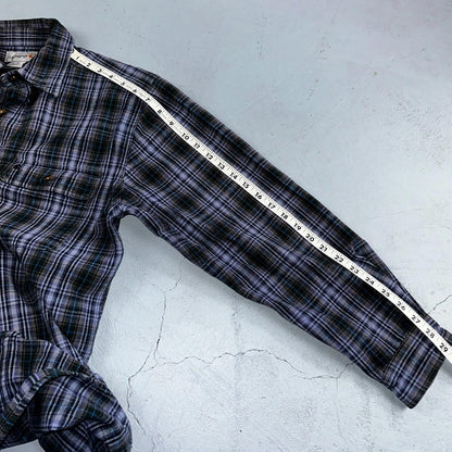 Carhartt Hubbard Plaid Flannel Button Down Work Shirt 100122 M Blue