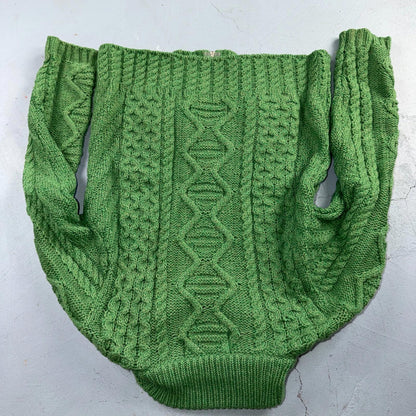 Aran Sweater Market Fisherman Wool Sweater Womens Size XS Ireland Green Zip Up