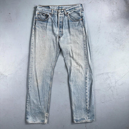 Levis 501 Vintage 90s Mexico Straight Leg Jeans 33x34 Y2K Light Wash Act 30x29