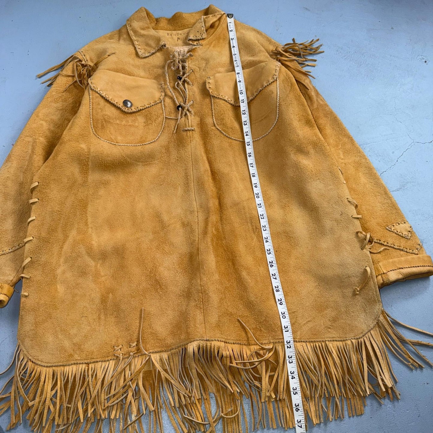 VTG Buckskin Montana Jacket Leather Fringe Western Leather Cowboy Suede 70s
