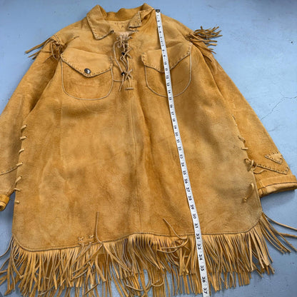 VTG Buckskin Montana Jacket Leather Fringe Western Leather Cowboy Suede 70s