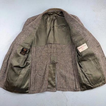 Harris Tweed PBM Vintage 42 Blazer Gray Herringbone Wool Sport Coat USA 1970s