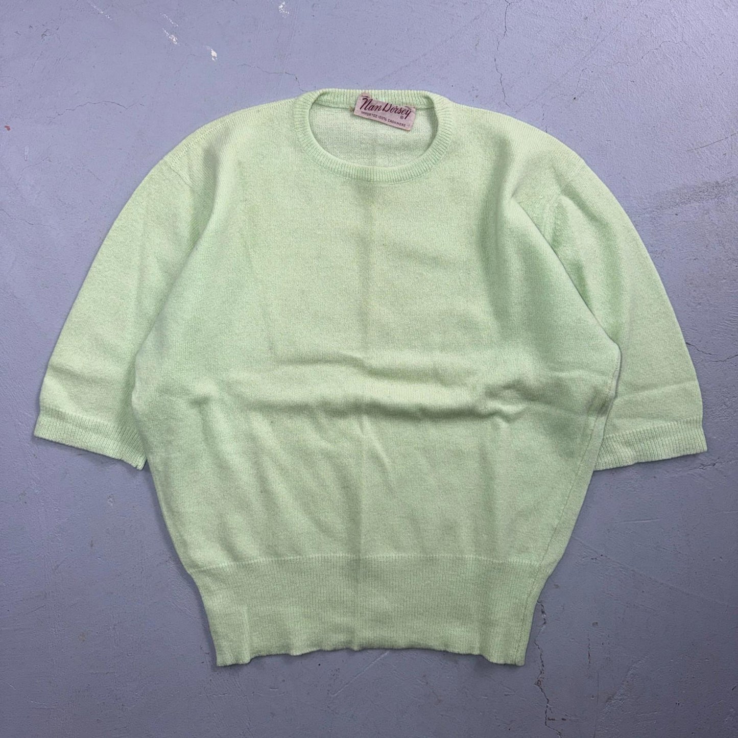 VTG 1940s 1950s Wool Cashmere Sweater Rockabilly Womens Mod Knit Green Nan Dorse