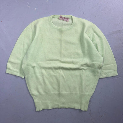 VTG 1940s 1950s Wool Cashmere Sweater Rockabilly Womens Mod Knit Green Nan Dorse