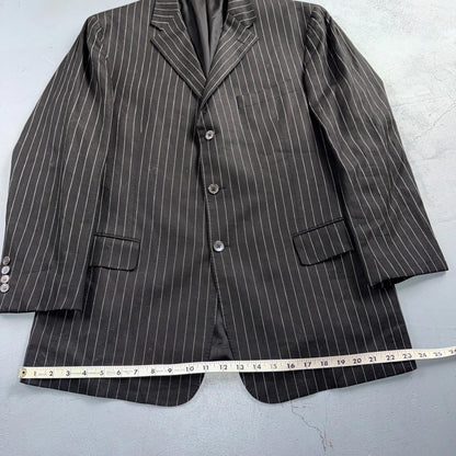 Ralph Lauren Purple Label Black Linen Suit Jacket Mens 44R Pinstripe $3,995 VTG