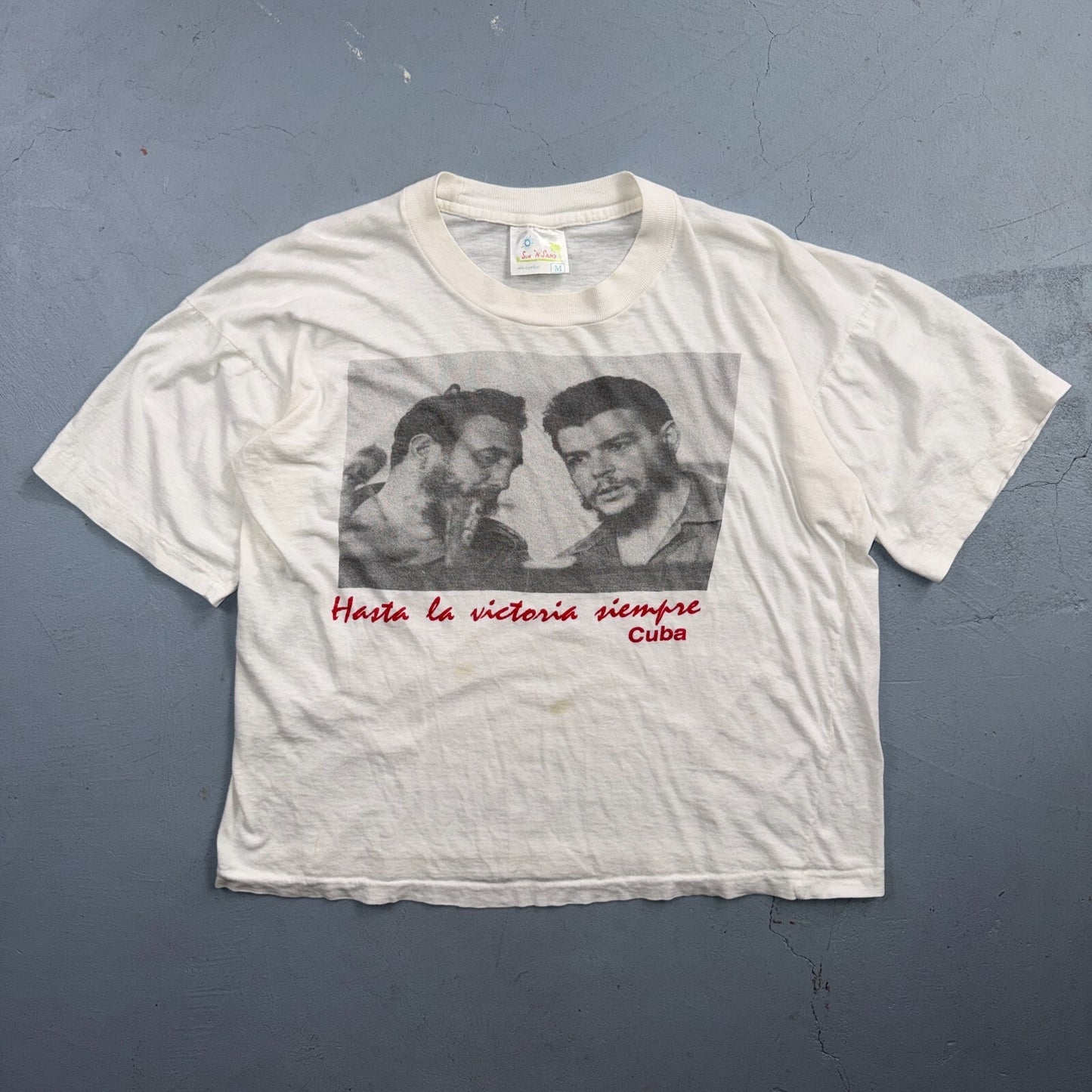 VTG Cuba Hasta La Victoria Siempre T Shirt Revolutionary Photo Graphic Tee RARE