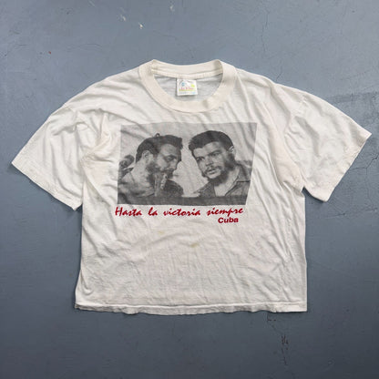 VTG Cuba Hasta La Victoria Siempre T Shirt Revolutionary Photo Graphic Tee RARE