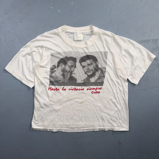 VTG Cuba Hasta La Victoria Siempre T Shirt Revolutionary Photo Graphic Tee RARE