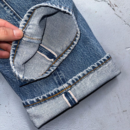 Levis 501 Vintage 80s Redline Selvedge USA XX Jeans Light Wash Stained Act 28X33