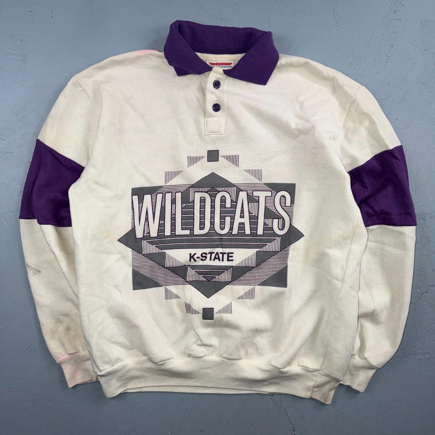 Vintage Kansas State Wildcats Crewneck Sweater Size Large Dodger Polo Rugby