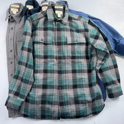 LL Bean Lot of 7 Mens M Shirts Chamois Cloth Flannel Pockets VTG Y2K Heavyweight
