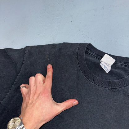 Faded Black Long Sleeve Y2K VTG T Shirt 2000s AAA Thrashed Cool Blank Tee Rips