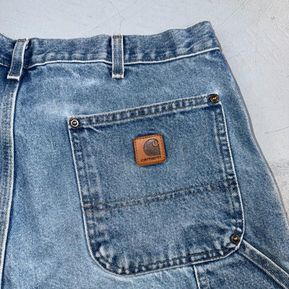 VTG Carhartt Men’s B73 DST 36x32 Double Knee Denim Jeans Workwear Thrashed