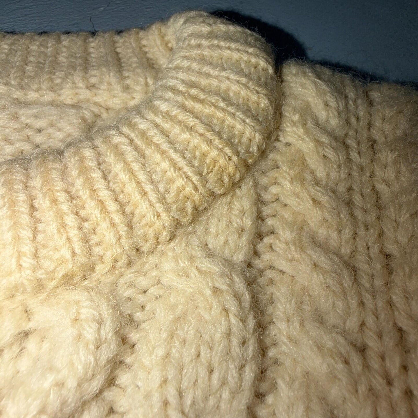 L.L. Bean L Men's Vintage Cable Knit Fisherman Sweater Sz Large Ivory/Cream