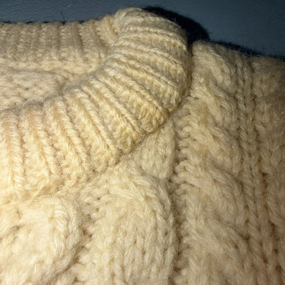 L.L. Bean L Men's Vintage Cable Knit Fisherman Sweater Sz Large Ivory/Cream