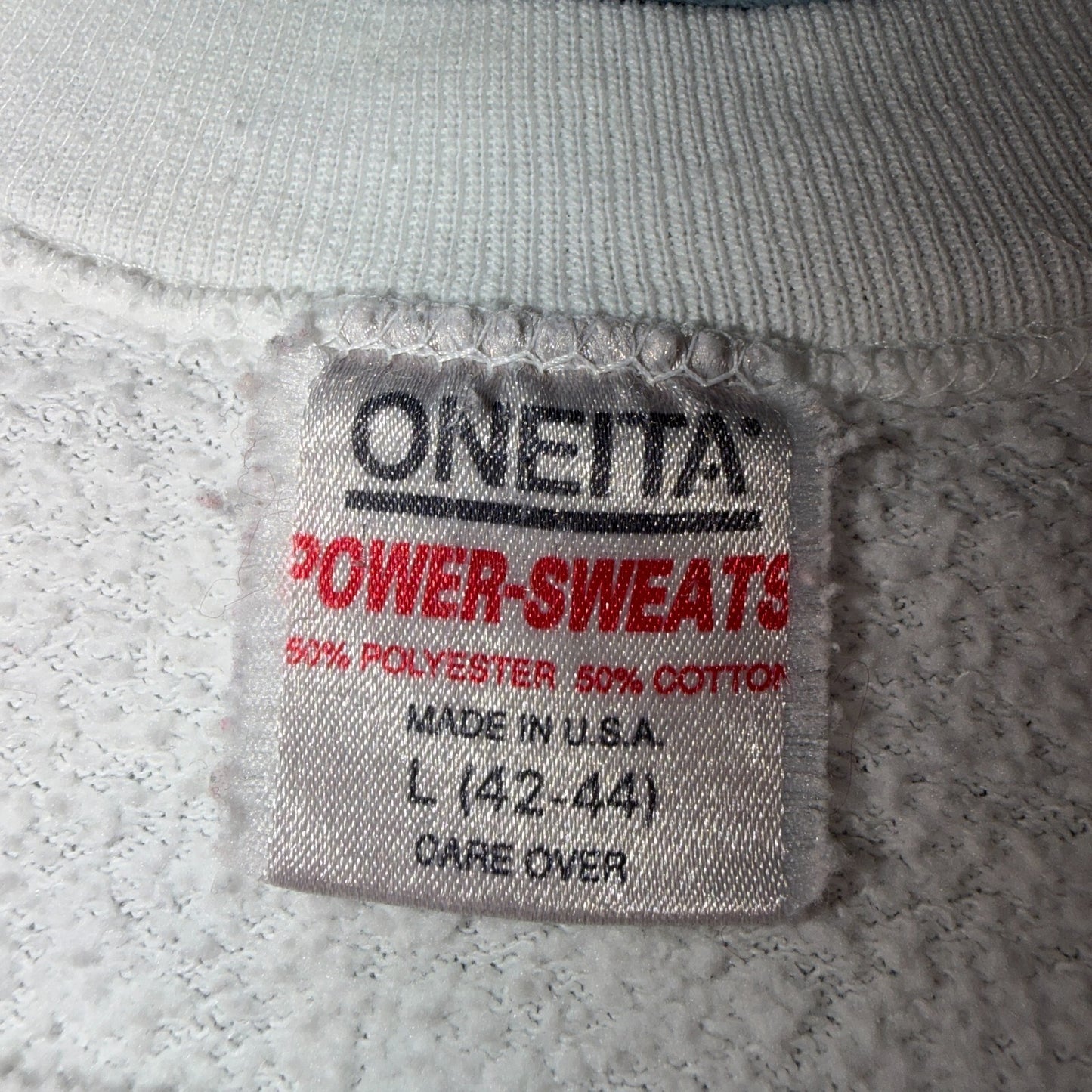 VTG Oneita 90s Blue Black Cats Art Sweatshirt White Graphic Crewneck Pullover