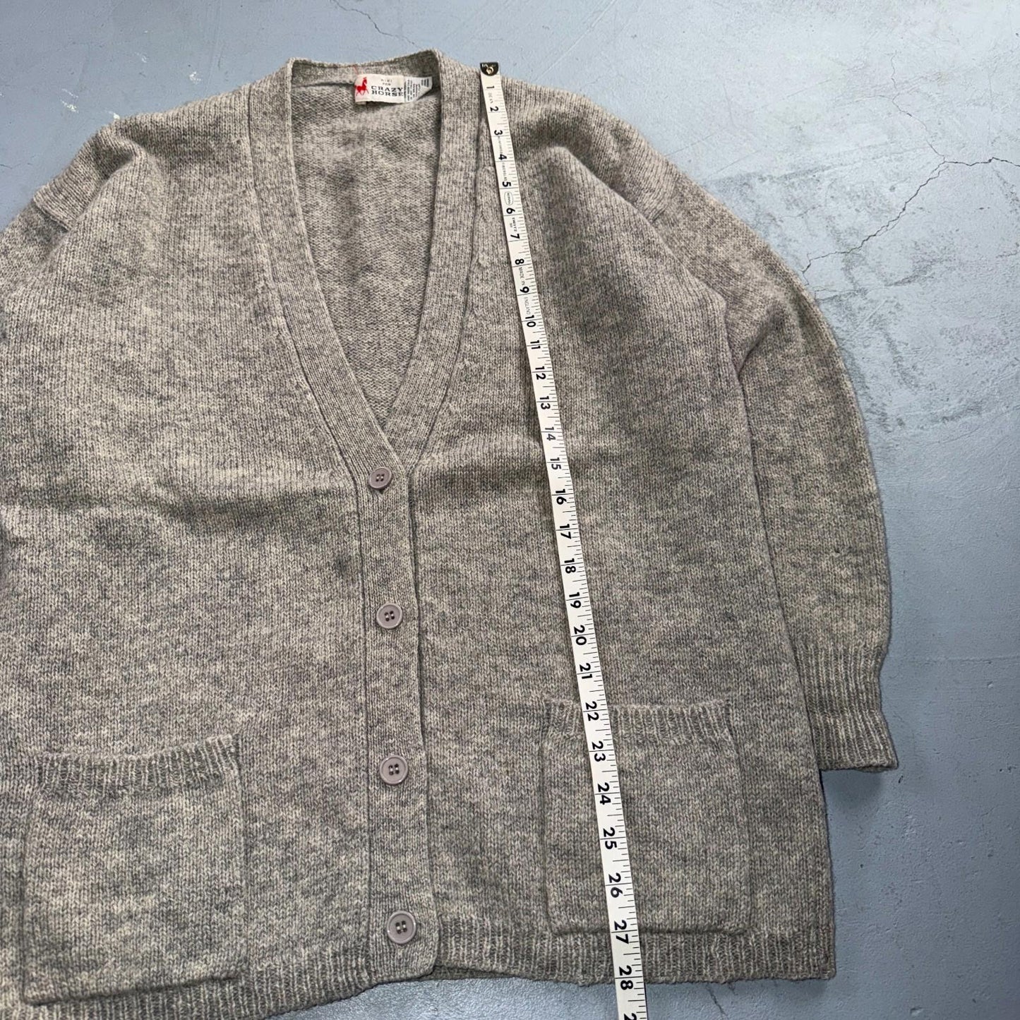 Crazy Horse Chunky Cable Knit Cardigan 100% Wool Comfy Winter Party 90s VTG