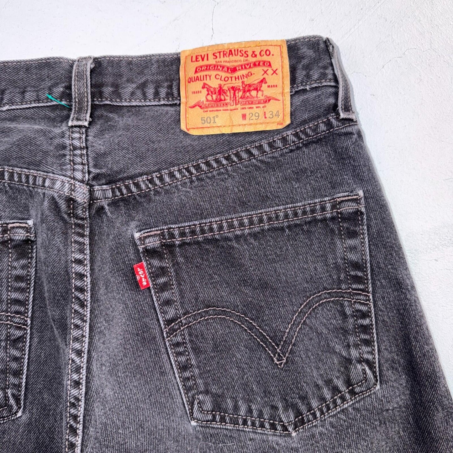Levis 501 Vintage Y2K 90s XX Straight Leg Jeans Black Med Wash 29x34 Act 28x31