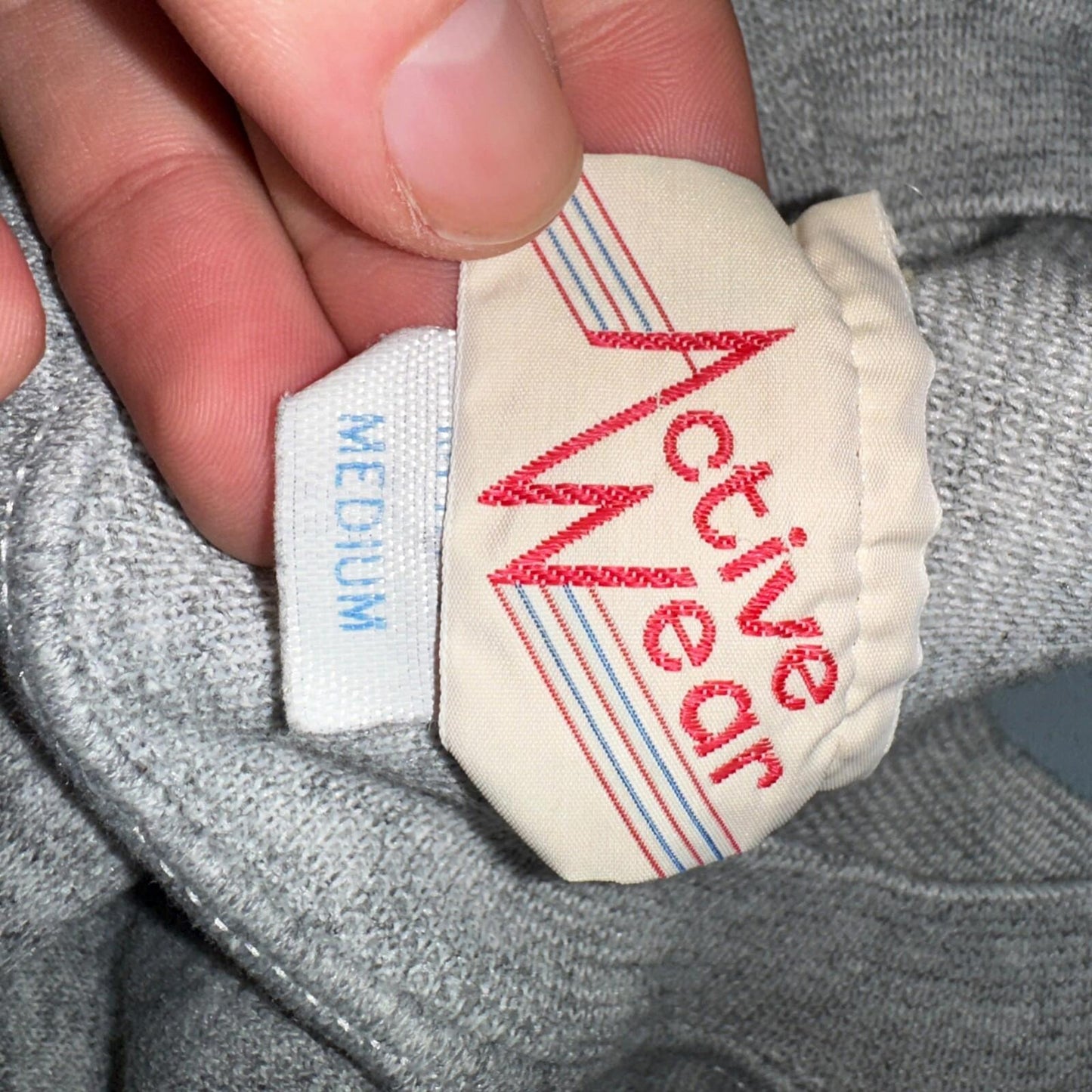 No Frills Sweat Sweatshirt 80s VTG Crewneck Gym Gray Barcode Raglan Jumper 1980s