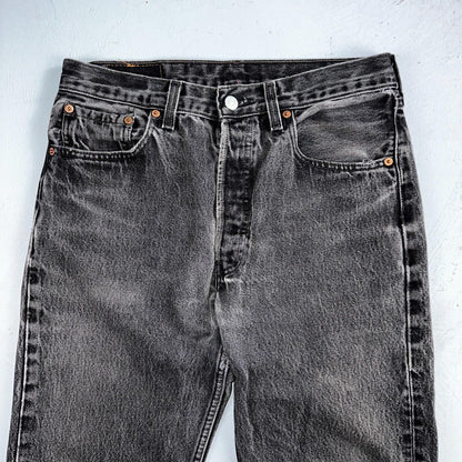 Levis 501 Vintage 90s USA XX Straight Leg Jeans Black Light Wash 32x36 Act 30x27