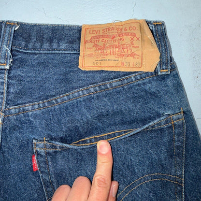 Levis 501 Vintage 80s Redline Selvedge USA XX Jeans Dark Wash 33x31 Act 31x27