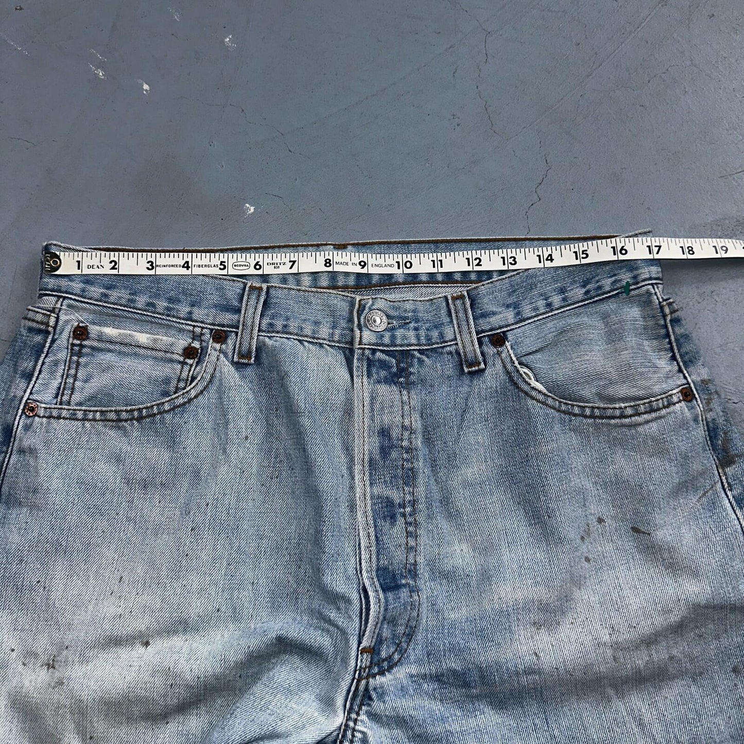 Levis 501 Vintage 90s Poland Straight Leg Jeans Blue Light Wash 36x32 Act 34x31